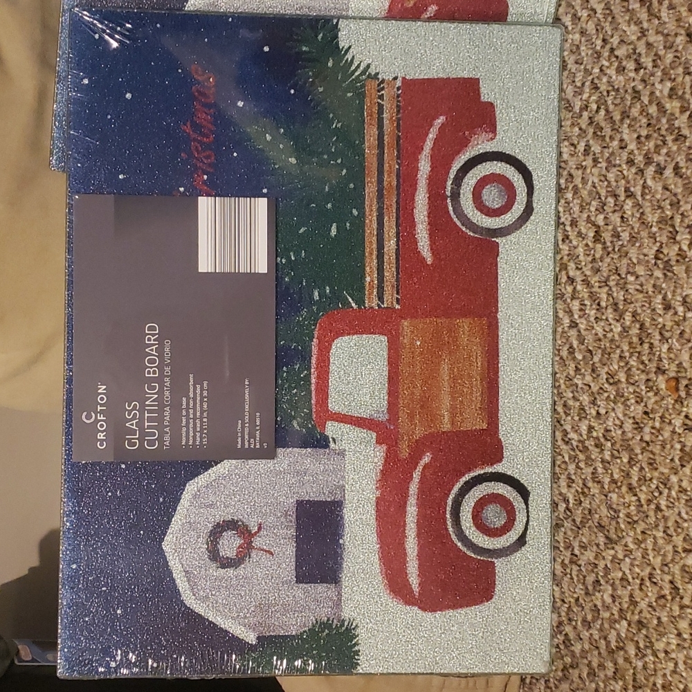 Christmas themed glass cutting board